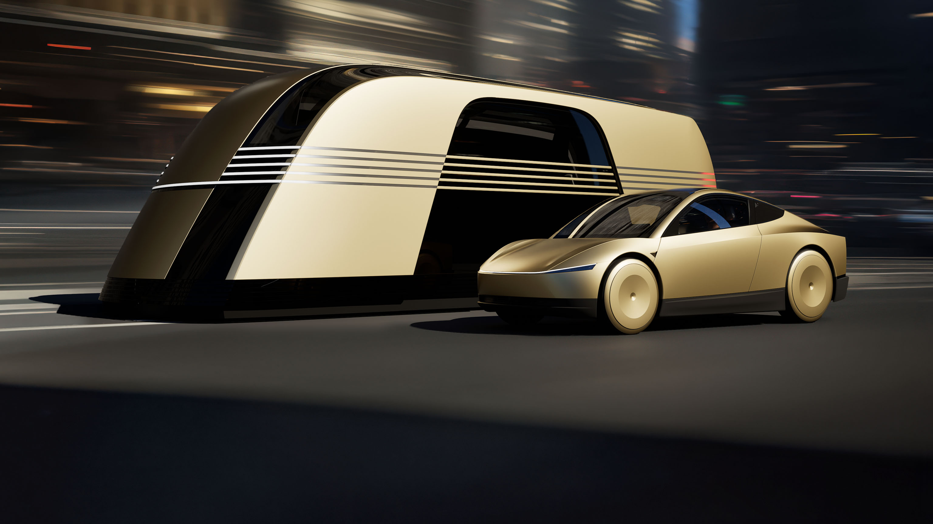 Tesla robotaxi concept used to illustrate the shift toward autonomous urban ride-hailing